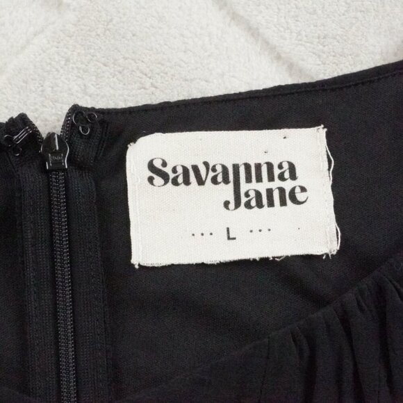 Savanna Jane Embroidered Blouse Womens Large Black Boho - Picture 4 of 10